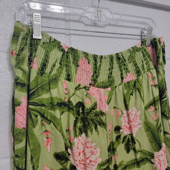 Linen Summer Boho Festival Wide Leg Tropical Floral Pants - Picture 9 of 11